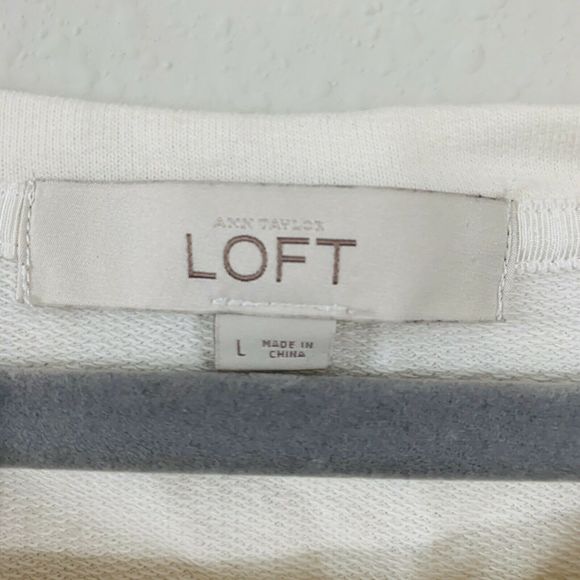 Loft Cream Beaded Collar Pullover Sweater Top - Picture 3 of 6